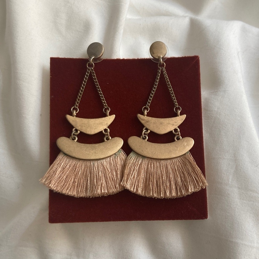 Unbranded Earrings Women One Size Gold Tassel Geometric Fringe Dangle Statement